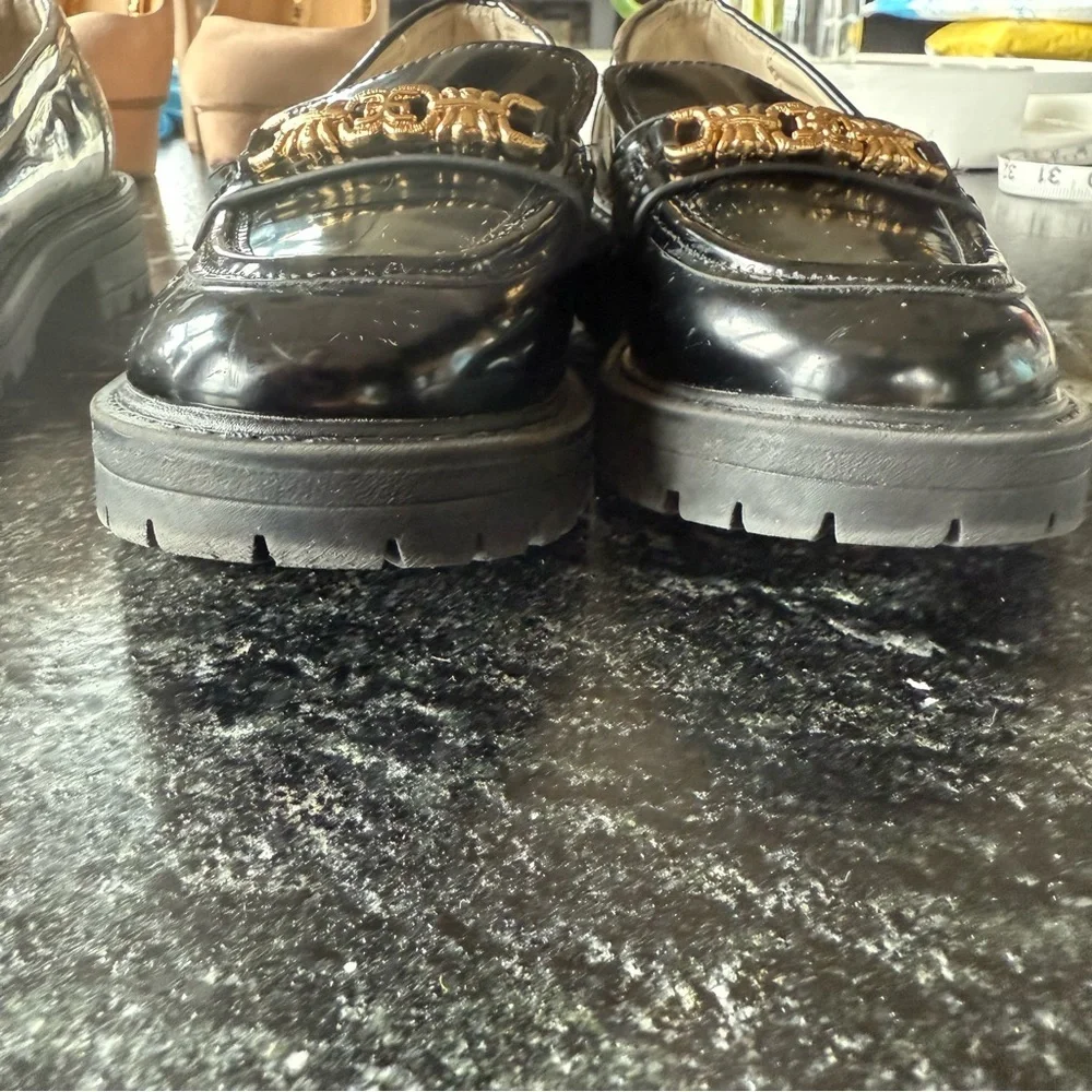 Sam Edelman Black and Gold Patent Dress Loafers Toddler Girl Size 11